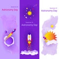 Set of three flat banners on the theme of the Astronomy Day.