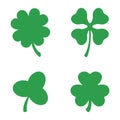 Set of three and four leaf clovers. Vector icon. St Patricks day. Clover silhouette. Royalty Free Stock Photo