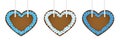Set of three gingerbread hearts in different blue colors