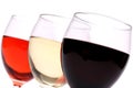 Set of three glasses wine close-up Royalty Free Stock Photo