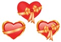 Set of three glossy hearts
