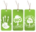 Set of three green tags for organic Royalty Free Stock Photo