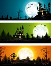 Set of three Halloween banners Royalty Free Stock Photo