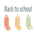 Set of Three Highlighters flat design back to school Royalty Free Stock Photo