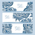 Set of three horizontal banners with decorative Royalty Free Stock Photo