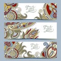 Set of three horizontal banners with decorative Royalty Free Stock Photo