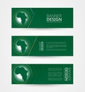 Set of three horizontal banners with flag of African Union. Web banner design template in color of African Union flag Royalty Free Stock Photo