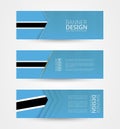 Set of three horizontal banners with flag of Botswana. Web banner design template in color of Botswana flag Royalty Free Stock Photo