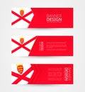 Set of three horizontal banners with flag of Jersey. Web banner design template in color of Jersey flag