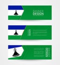 Set of three horizontal banners with flag of Lesotho. Web banner design template in color of Lesotho flag Royalty Free Stock Photo