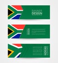 Set of three horizontal banners with flag of South Africa. Web banner design template in color of South Africa flag Royalty Free Stock Photo