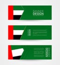 Set of three horizontal banners with flag of United Arab Emirates. Web banner design template in color of UAE flag Royalty Free Stock Photo