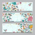 Set of three horizontal banners with floral pattern Royalty Free Stock Photo