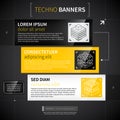 Set of three horizontal banners in techno style. Royalty Free Stock Photo