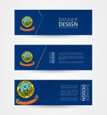 Set of three horizontal banners with US state flag of Idaho. Web banner design template in color of Idaho flag