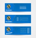 Set of three horizontal banners with US state flag of Oklahoma. Web banner design template in color of Oklahoma flag