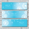 Set of three horizontal card with dandelions and dandelion seeds