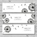 Set of three horizontal card with dandelions and dandelion seeds Royalty Free Stock Photo