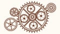 Set of Three Interlocking Gears Vector Illustration, Industrial, vector design Generative AI Royalty Free Stock Photo