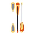 Set Of Three Kayak And Raft Peddles, Part Of Boat And Water Sports Series Of Simple Flat Vector Illustrations