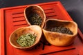 Set of three kinds of tea in chahe Royalty Free Stock Photo