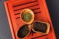 Set of three kinds of tea in chahe Royalty Free Stock Photo