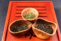 Set of three kinds of tea in chahe Royalty Free Stock Photo