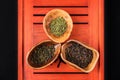 Set of three kinds of tea in chahe Royalty Free Stock Photo