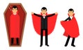 Set Of Vector Illustrations With Three Kinds Of Vampire Poses Cartoon Characters
