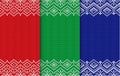 Set of three knitted christmas backgrounds. Different colors seamless geometric ornament.