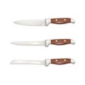 Set of three knives isolated Royalty Free Stock Photo
