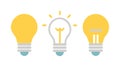 Set of Three Light Bulb Icons Vector, Idea Generation Concept, vector design Generative AI Royalty Free Stock Photo