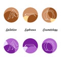 Icons set Hairdresser Eyebrows Epilation Royalty Free Stock Photo