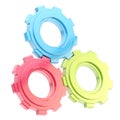 Set of three linked cogwheels isolated