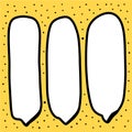 Set of three long speech bubbles hand drawn illustration in cartoon style