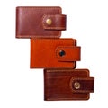 Set of three luxury craft business card holder cases made of leather