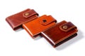 Set of three luxury craft business card holder cases made of leather