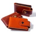 Set of three luxury craft business card holder cases made of leather