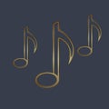 Set of three luxury music symbol, icon, vector musical elements design, vector illustration