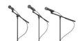 Set of three microphones with cable on the stand Royalty Free Stock Photo