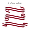 Set of three modern colored vector ribbon with the Latvian color