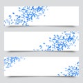 Set of three modern geometric vector banners with polygonal background. Blue triangle Royalty Free Stock Photo