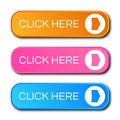 Set of three modern gradient buttons with shadows Royalty Free Stock Photo