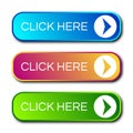 Set of three modern gradient buttons with shadows Royalty Free Stock Photo