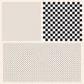 Set of three most popular seamless backgrounds - polka dots, checks and diagonal lines