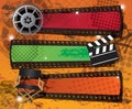 Set of three movie banners on grungy background