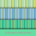 Set of three multicolored seamless stripes patterns. Primary colors are green, blue and yellow