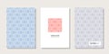 A set of three neutral posters with an seamless texture in a strict geometric folk style. Vector illustration on white background