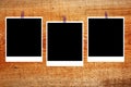 Set of three old blank polaroids frames Royalty Free Stock Photo