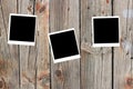 Set of three old blank polaroids frames Royalty Free Stock Photo